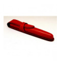 Hand Stitched Leather Single Pen Case Crimson Red with Black